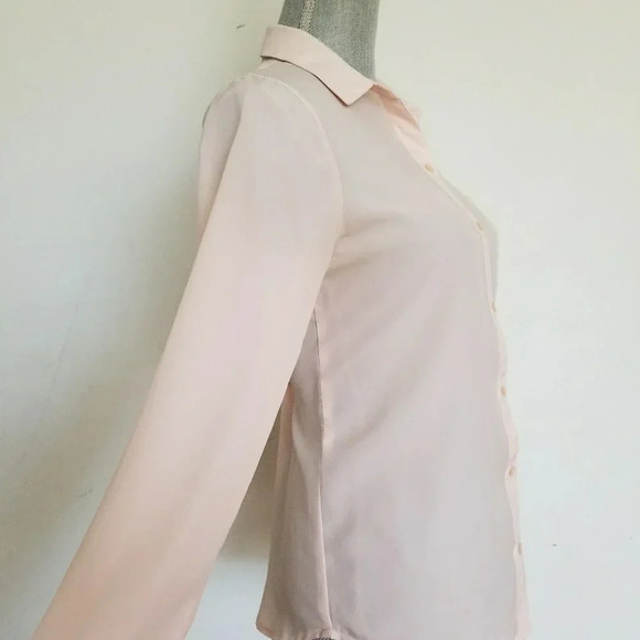 Old Navy Womens Blush Pink Sheer Button Front Blou - Picture 7 of 8